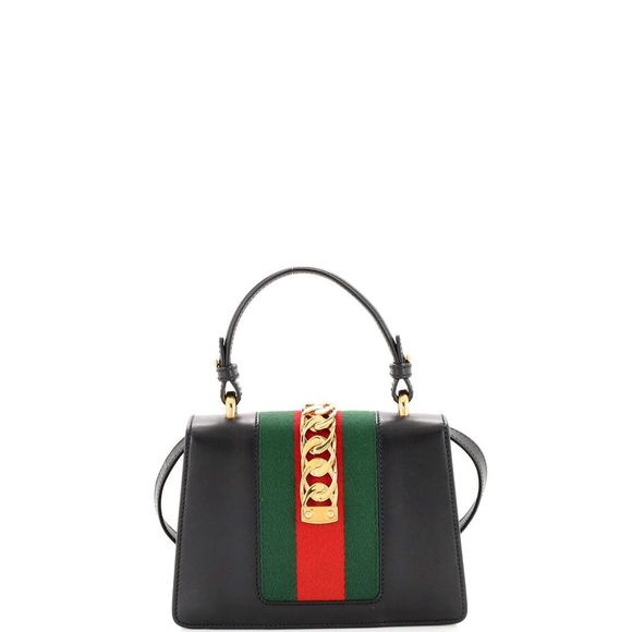 Gucci Sylvie Top Handle Bag Leather Mini Black - Picture 3 of 8